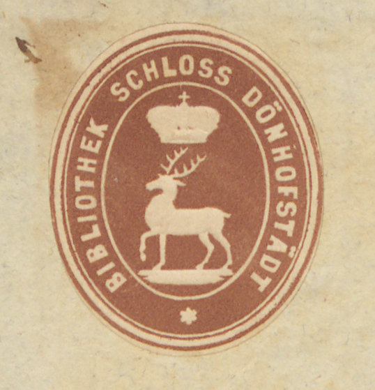 Zbiory Dönhoffów z miejscowości Drogosze, ekslibris Bibliothek Schloss Dönhofstadt