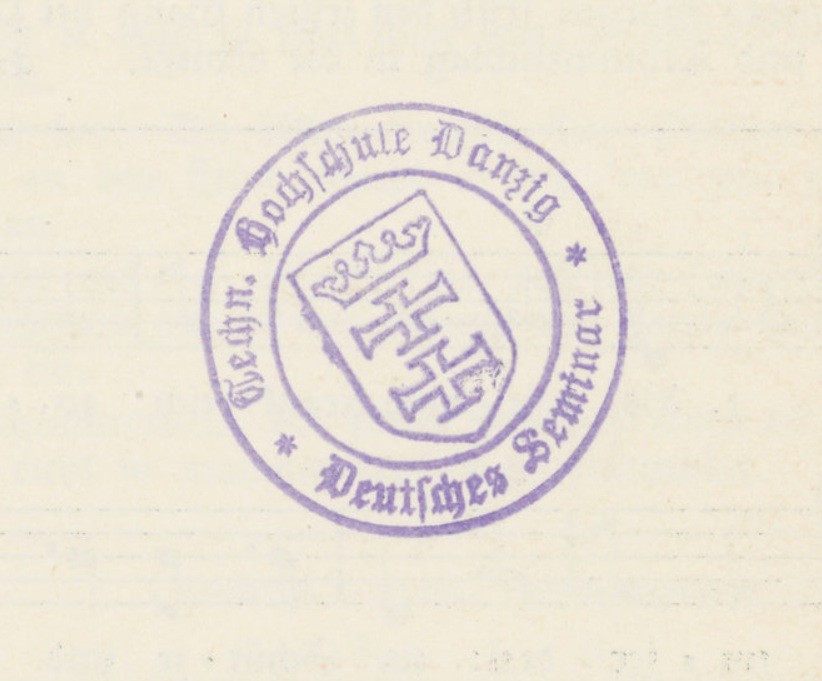 pieczątka okrągła Deutsches Seminar Techn. Hochschule Danzig