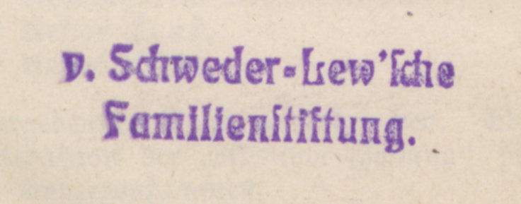 Zbiory Schwederów i rodziny Lew z Koszalina, pieczątka: v. Schweder=Lew'sche Familienstiftun
