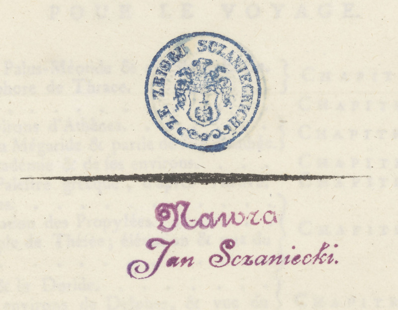 Zbiory Sczanieckich z Nawry fioletowa pieczątka Nawra Jan Sczaniecki